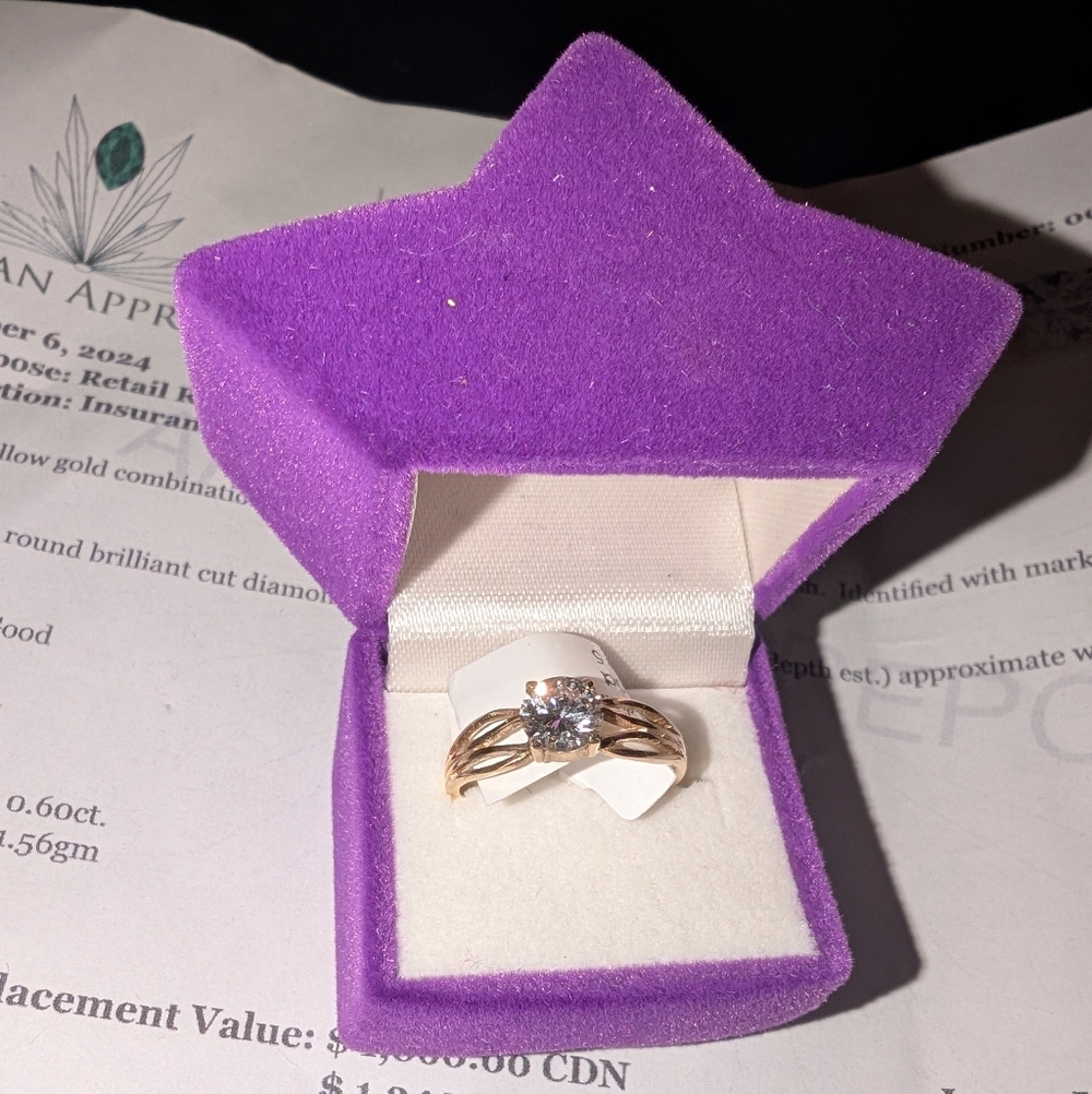 * Gold-Tone Women’s Solitaire Ring with Twisted Band in Gold